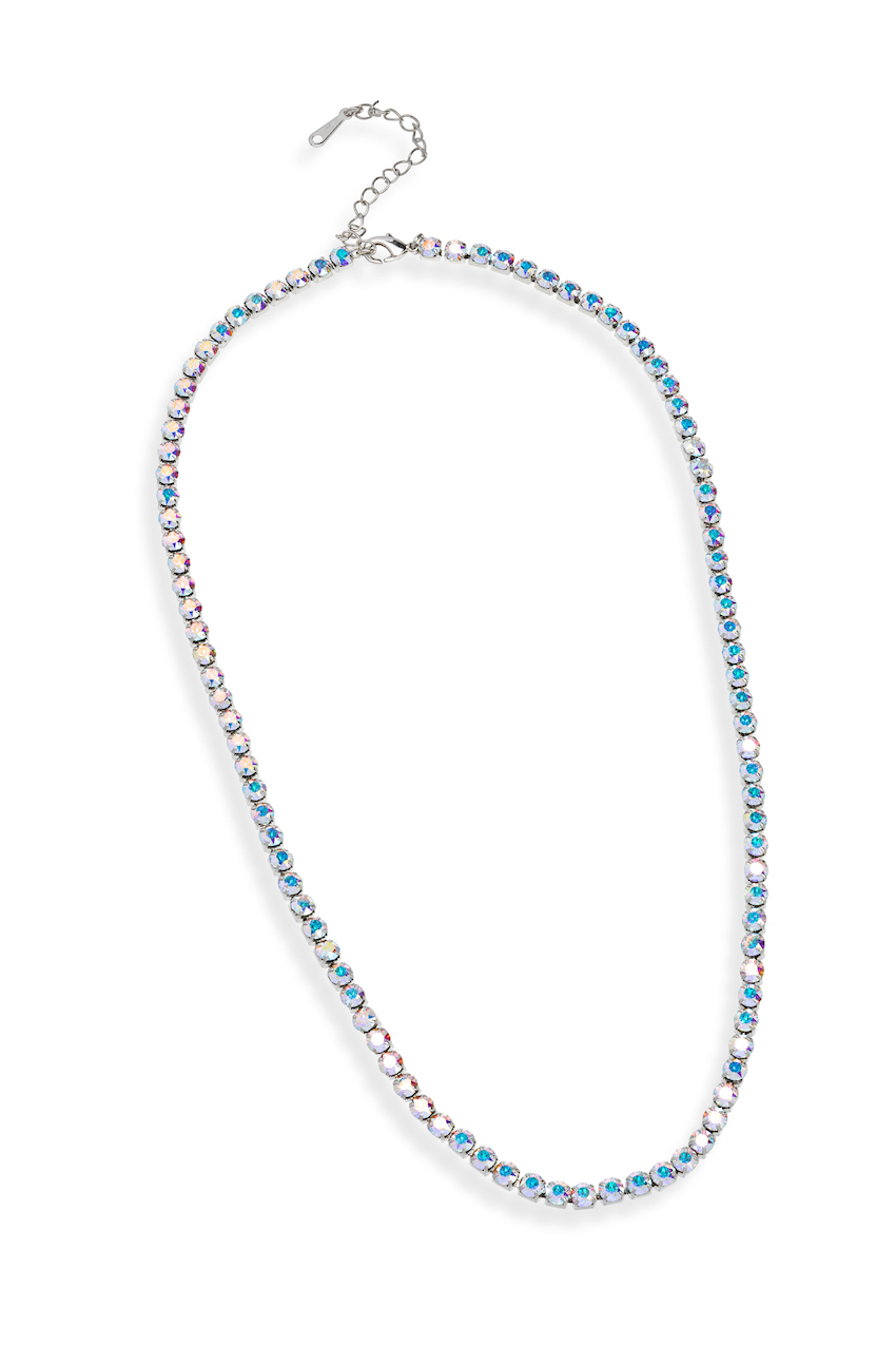 Rhodium Plated Tennis Cupchain Necklace in Aurora Borealis - callura