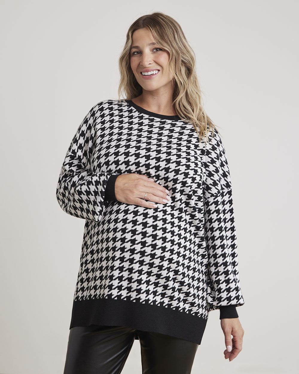 Long-Sleeve Sweater with Crew Neckline - Thyme Maternity