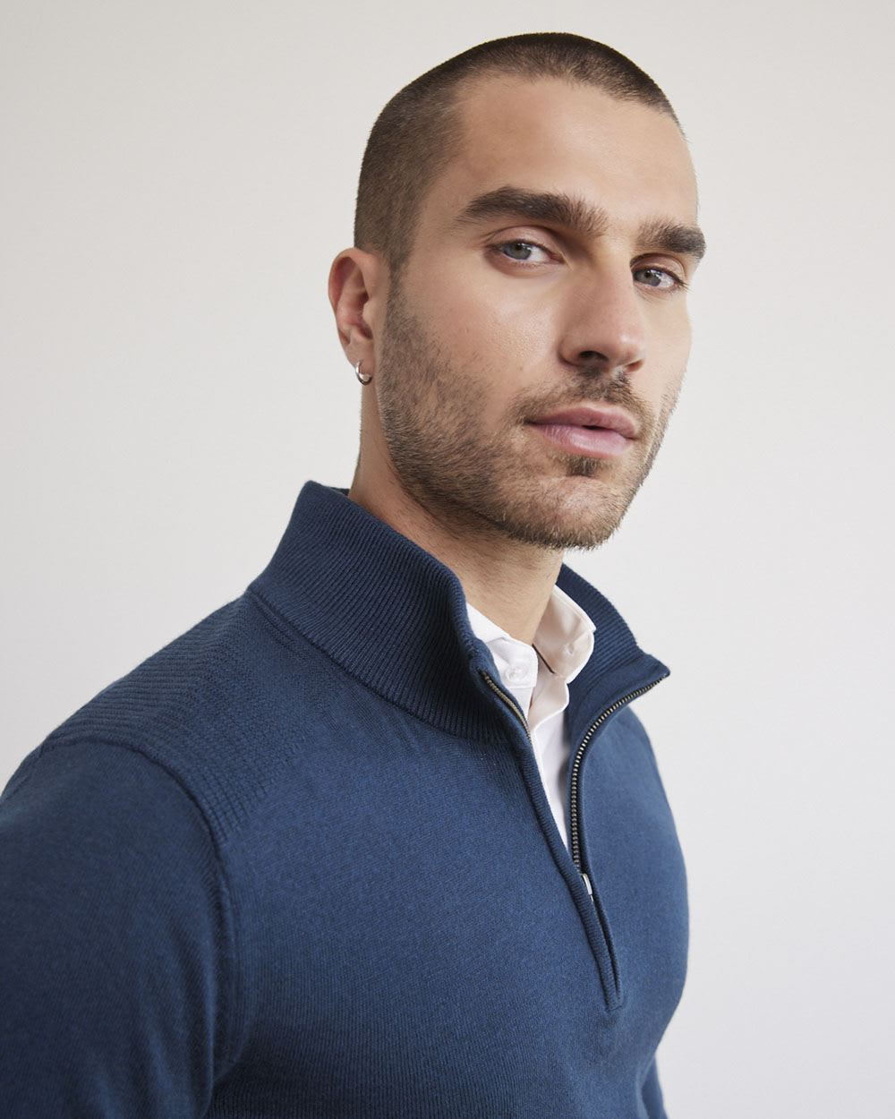Mock-Neck Sweater with Half-Zip