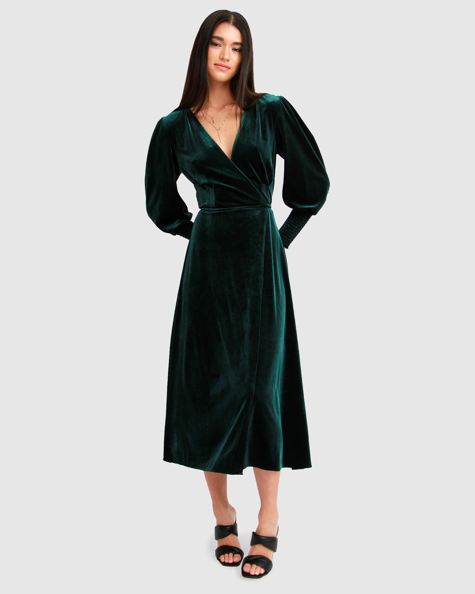 Belle & Bloom Current Mood Velvet Wrap Dress