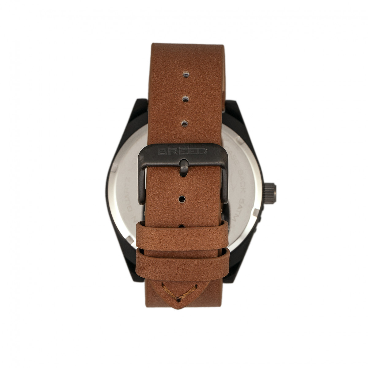Breed - Ranger Leather-Band Watch w/Date - Silver/Black