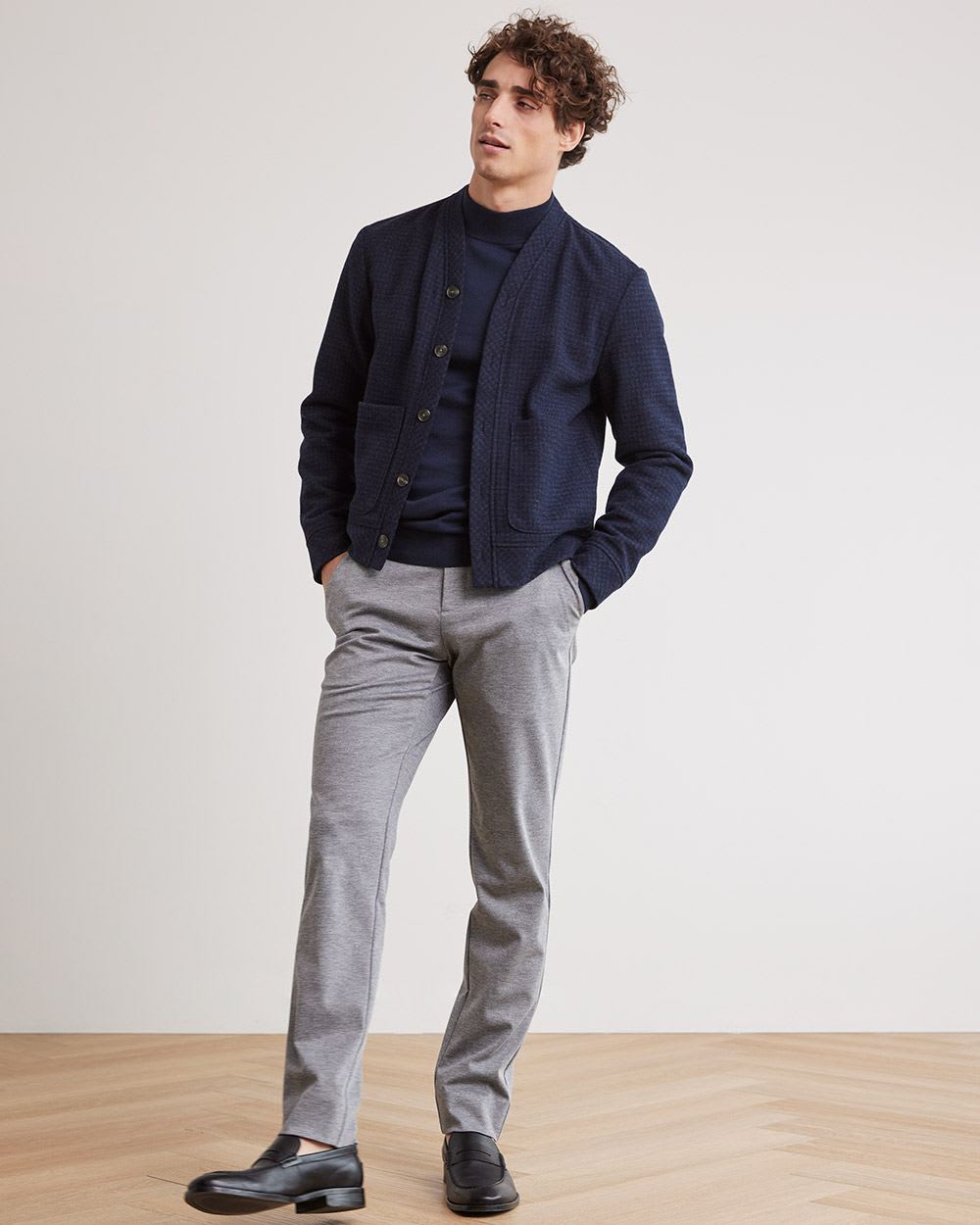 Solid Long-Sleeve Mock-Neck Sweater