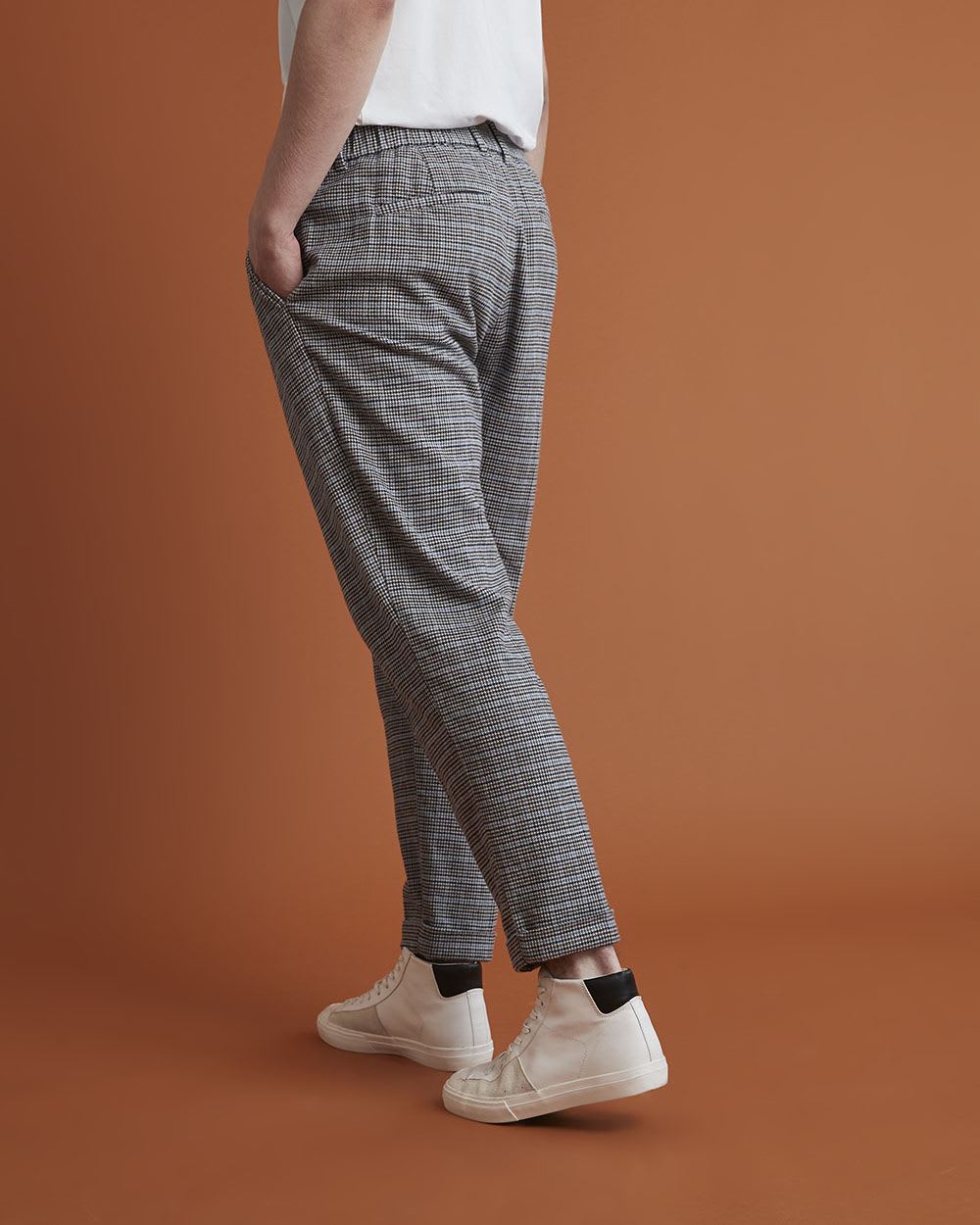 Gender-Neutral Houndstooth Tapered-Leg Pant