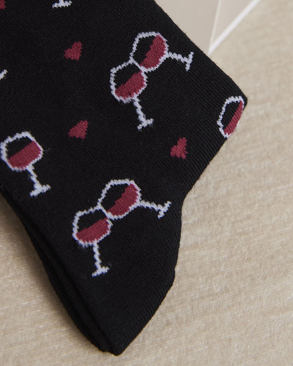 Bamboo Crew Socks with Glasses of Wine