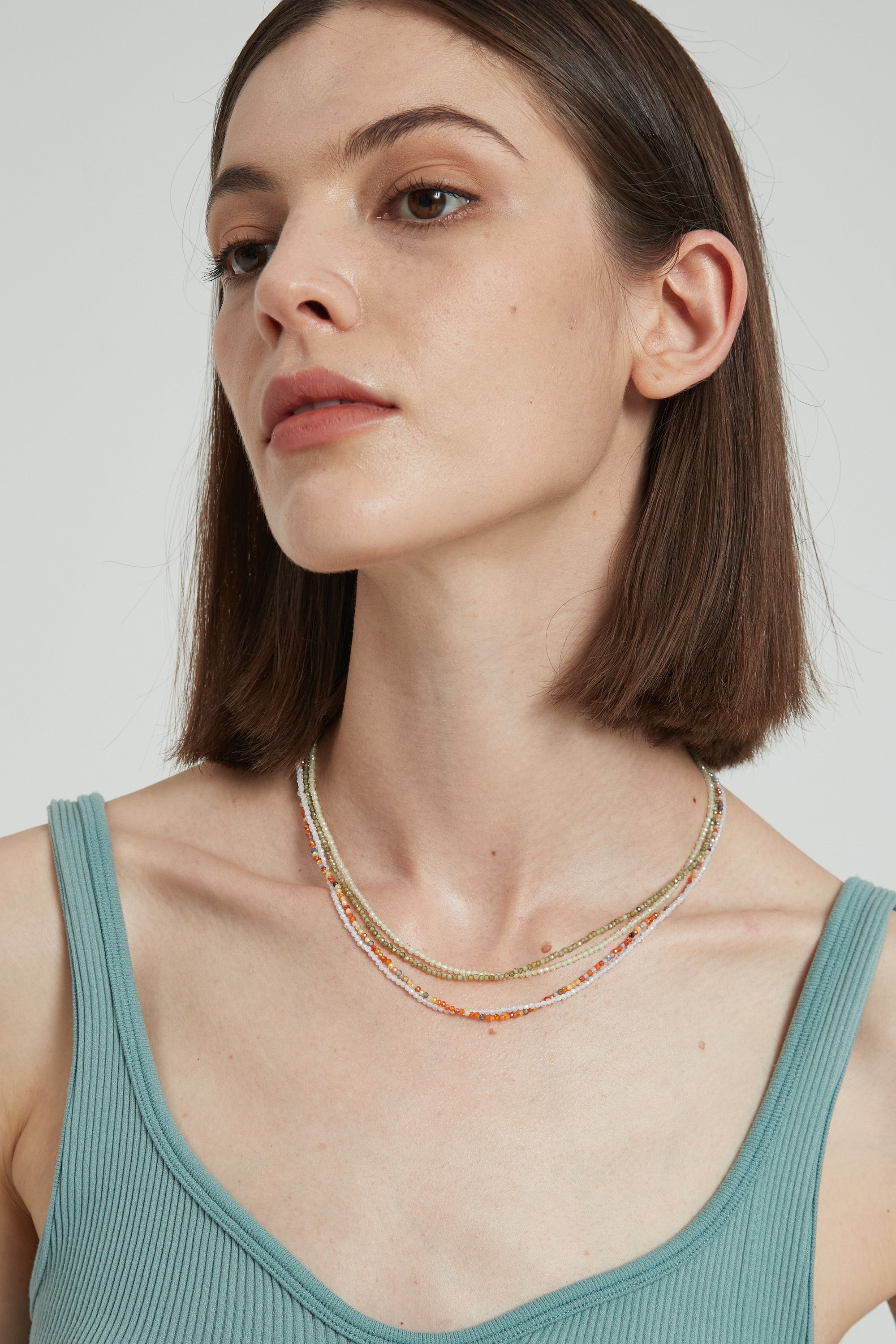 Classicharms-Clarice Purple Crystal Mini Beaded Double Layered Necklace