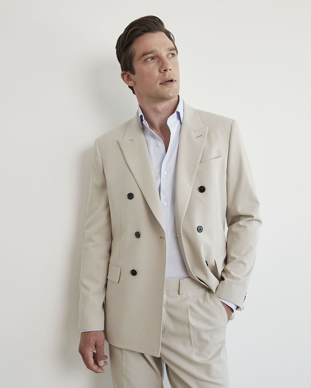 Tailored-Fit Double-Breasted Suit Blazer