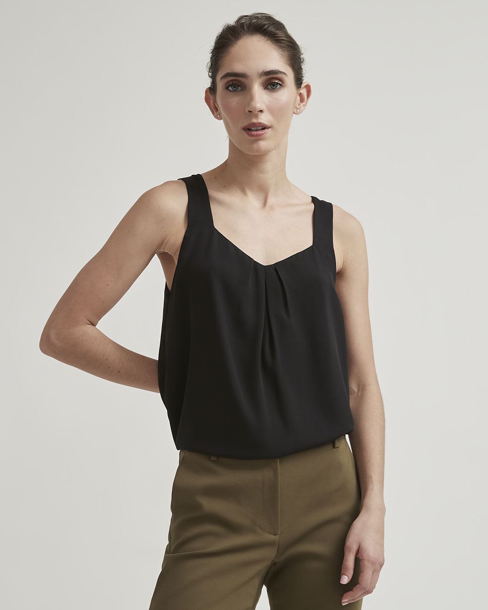 Silky Crepe Square-Neck Cami