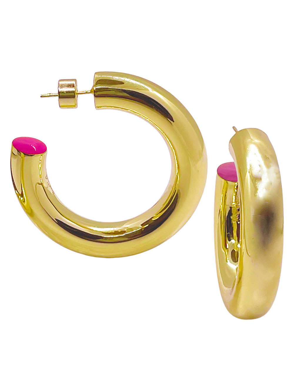 1.5 in Fern 14K Gold-Plated Hollow Hoop - Syd + Pia NYC™