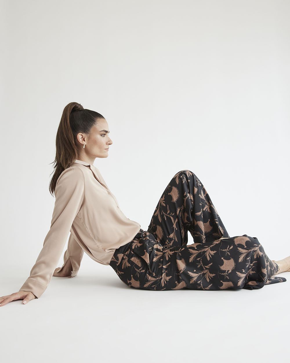 Wide-Leg High-Rise Satin Pant