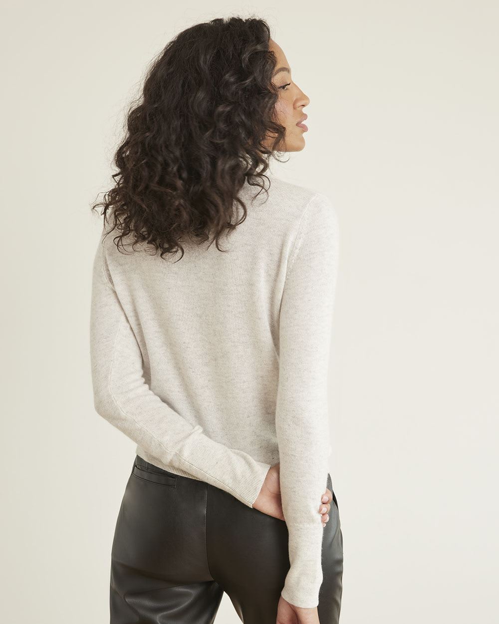 Long-Sleeve Mock-Neck Cashmere-Blend Sweater