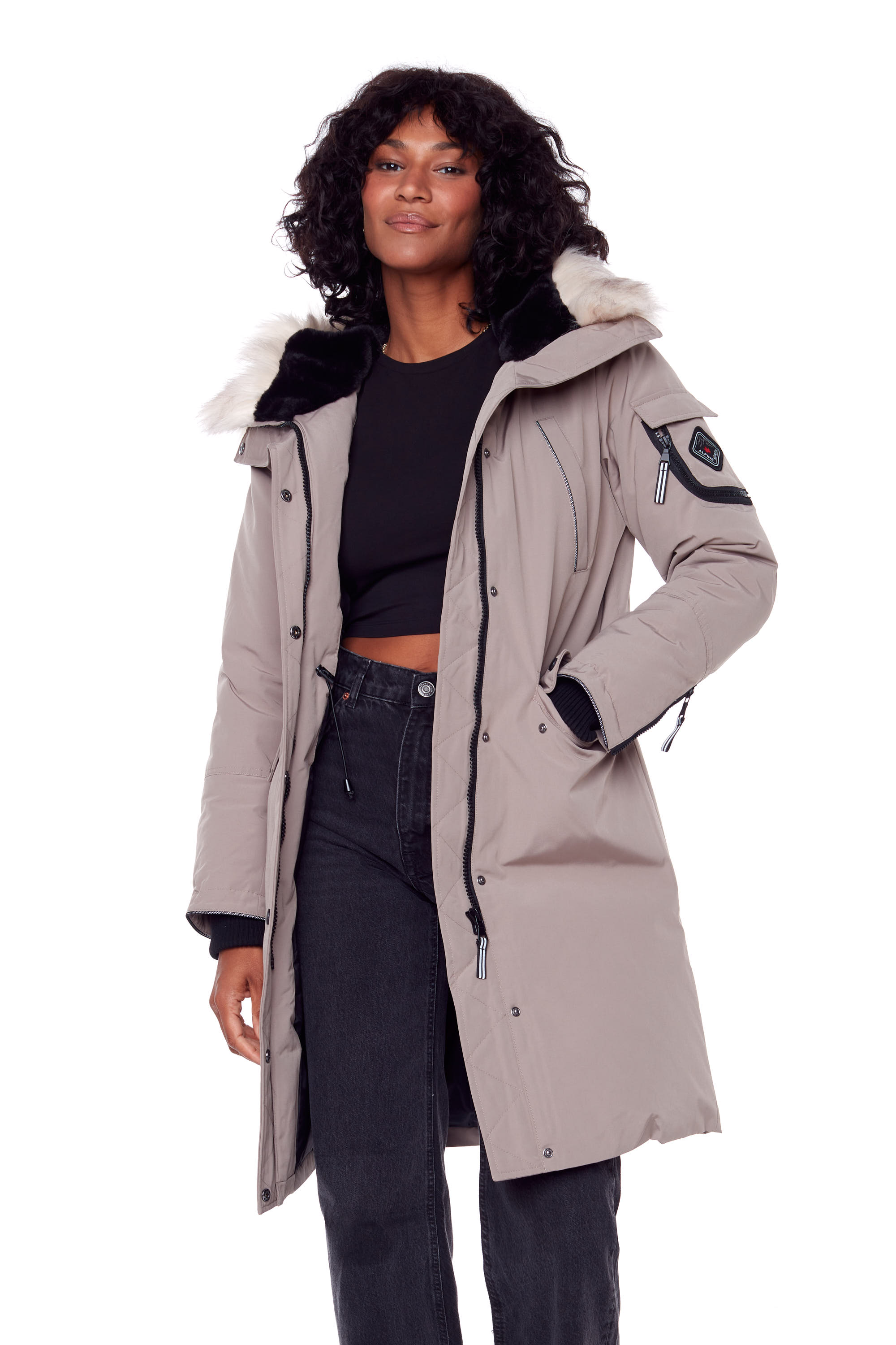 Alpine North Women's Vegan Down Recycled Long Parka Winter with Faux Fur Hood