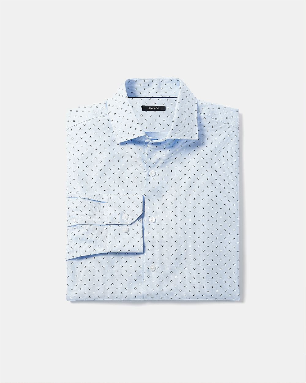 Tailored Fit Micro Geo Print Blue Dress Shirt