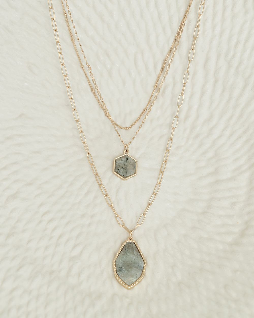 Three-Row Necklace with Natural Stones