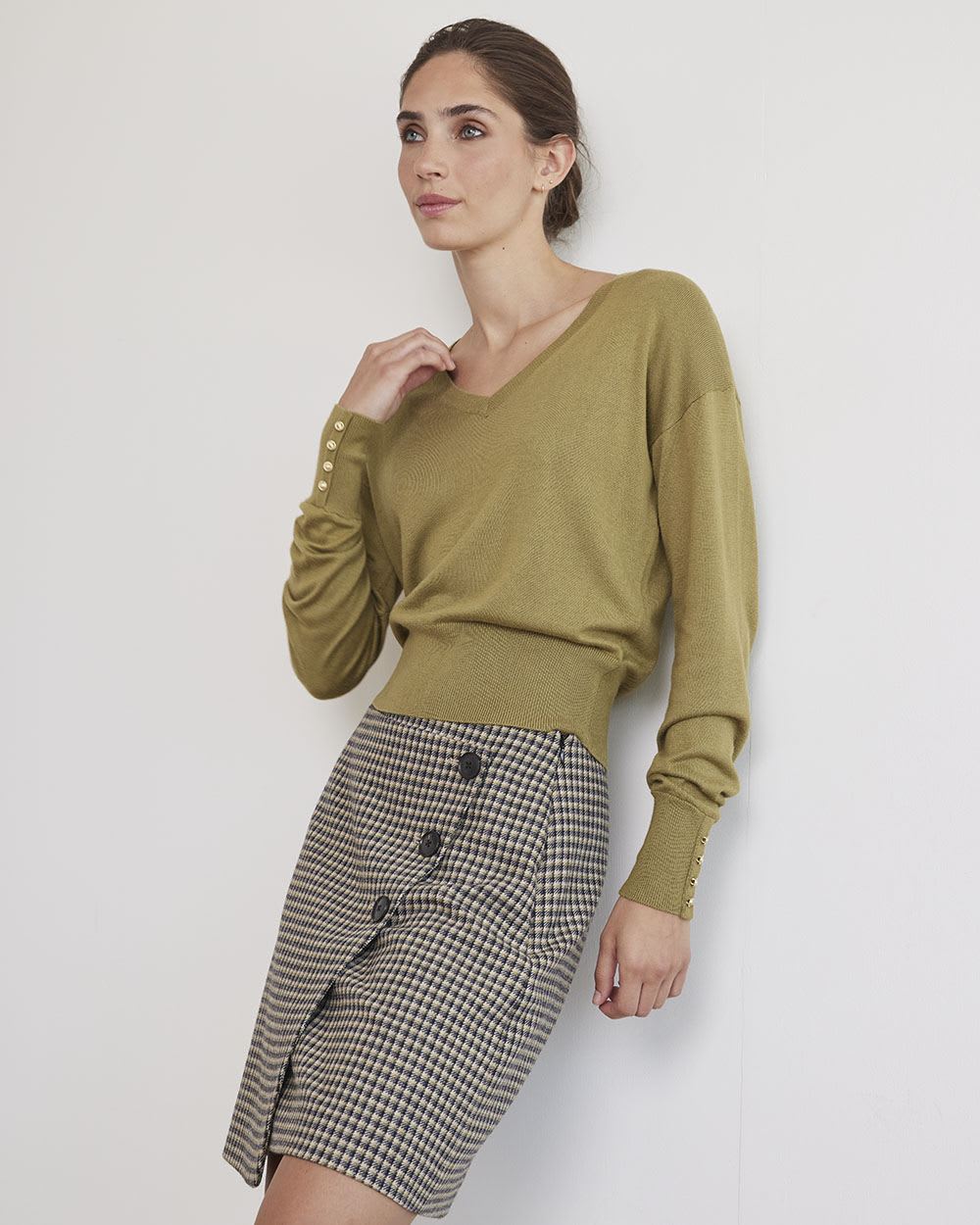 Long-Sleeve V-Neck Sweater