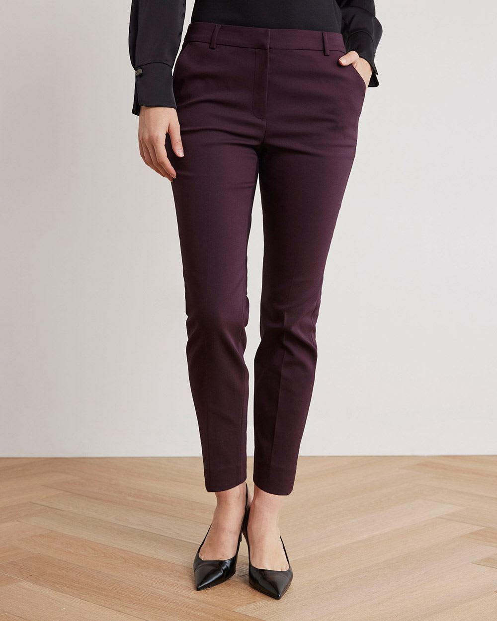 Mid-Rise Slim-Leg Solid Curvy Pant - 28"