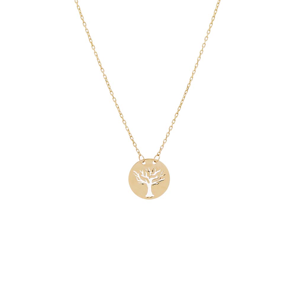 By Adina Eden -TREE OF LIFE CUTOUT DISC NECKLACE 14K - 14K GOLD