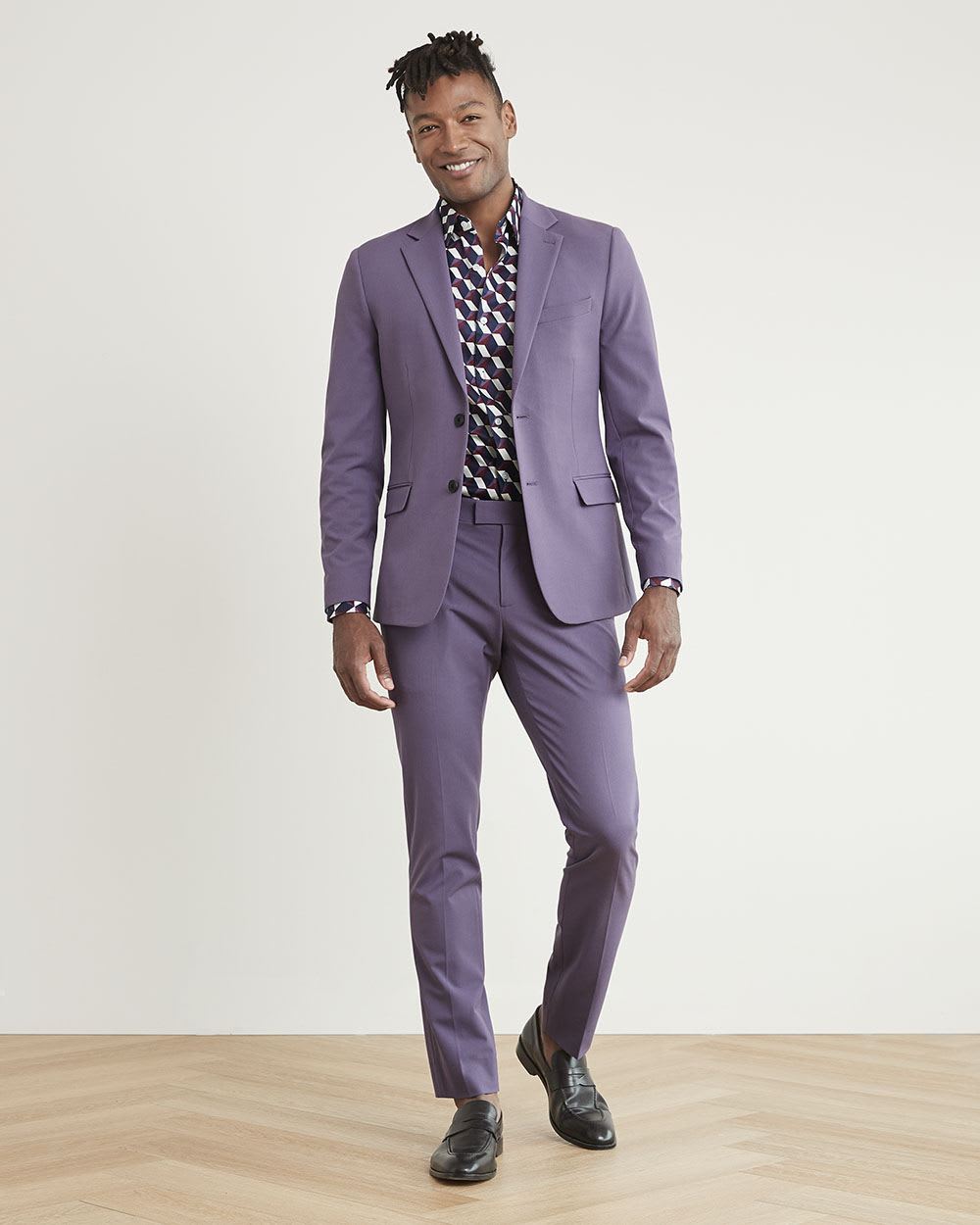 Slim-Fit Purple Suit Blazer
