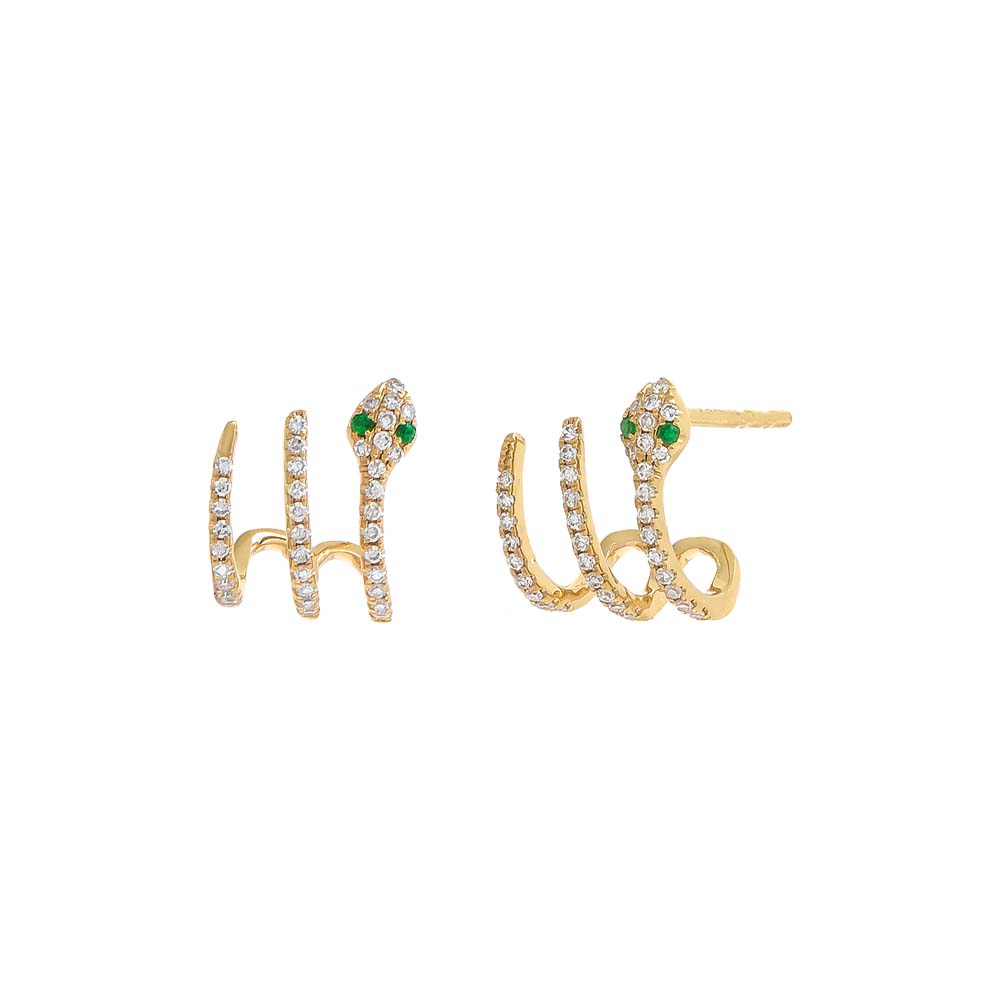 By Adina Eden -DIAMOND PAVE SNAKE CAGE STUD EARRING 14K - 14K GOLD