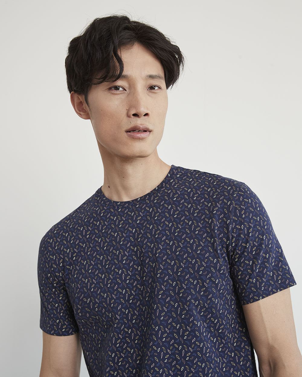 Short-Sleeve Crew-Neck Tee with All-Over Print