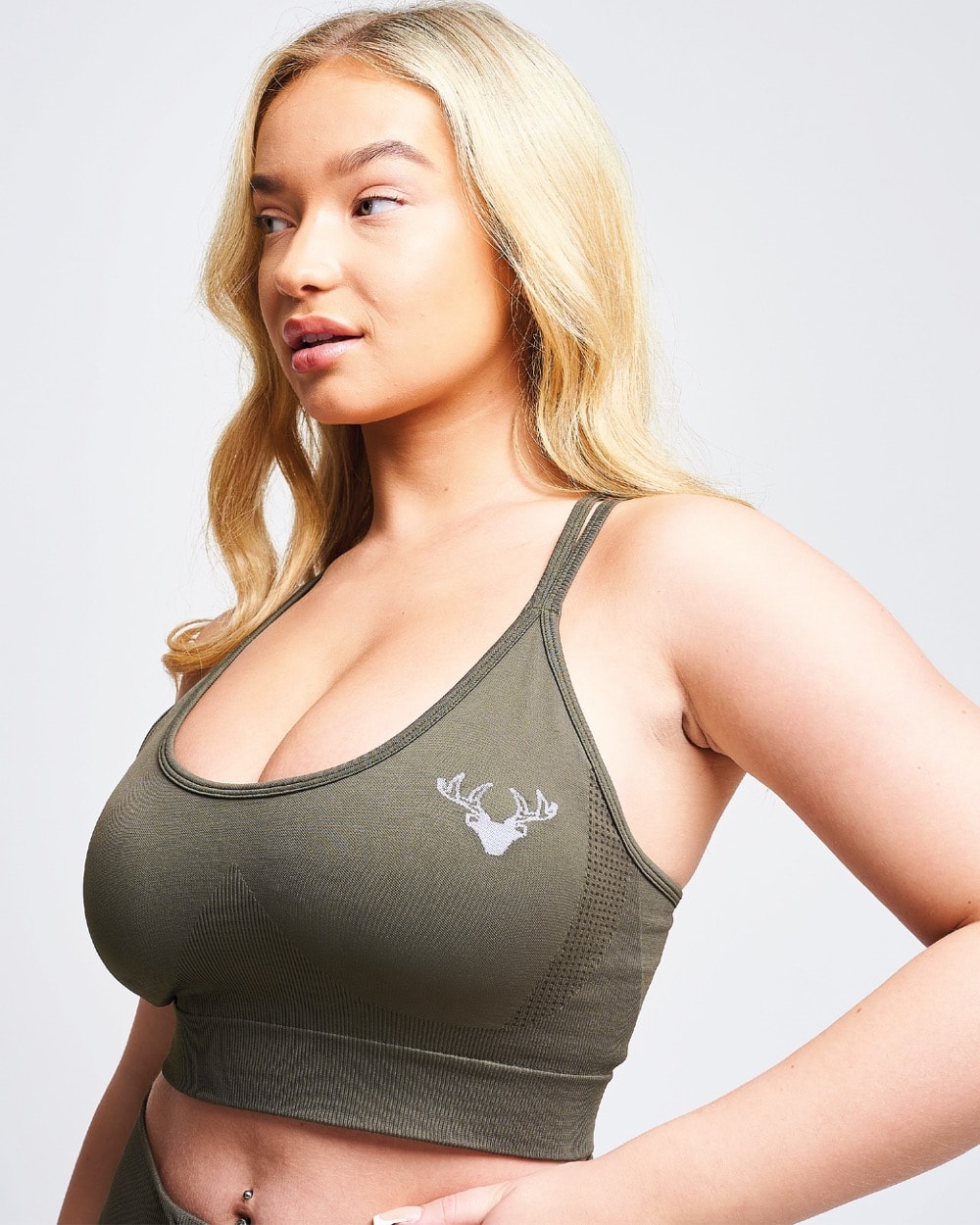 Twill Active - Moire Recycled Strappy Sports Bra - Petrol