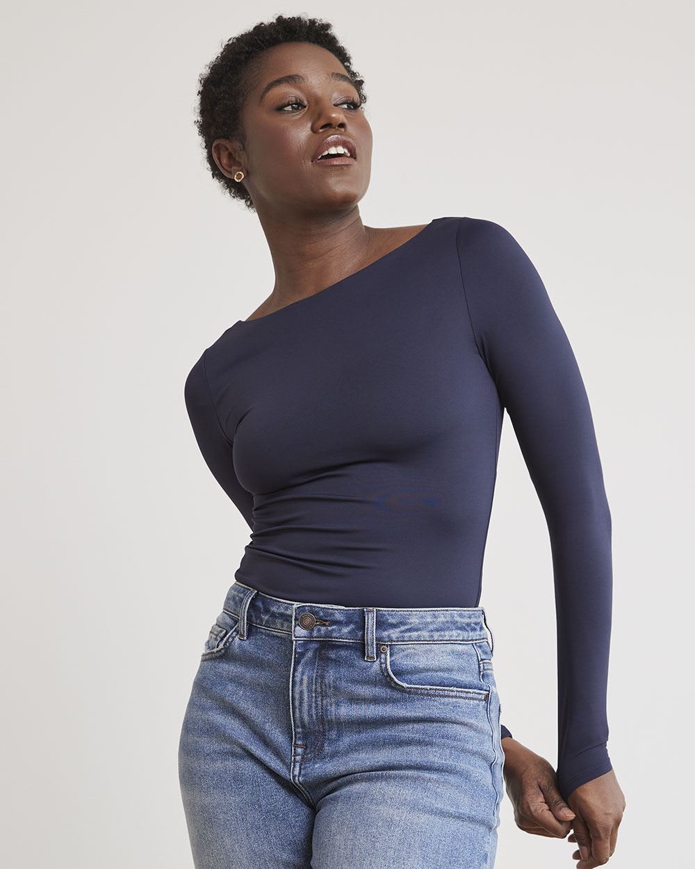 Long-Sleeve Boat-Neck Top