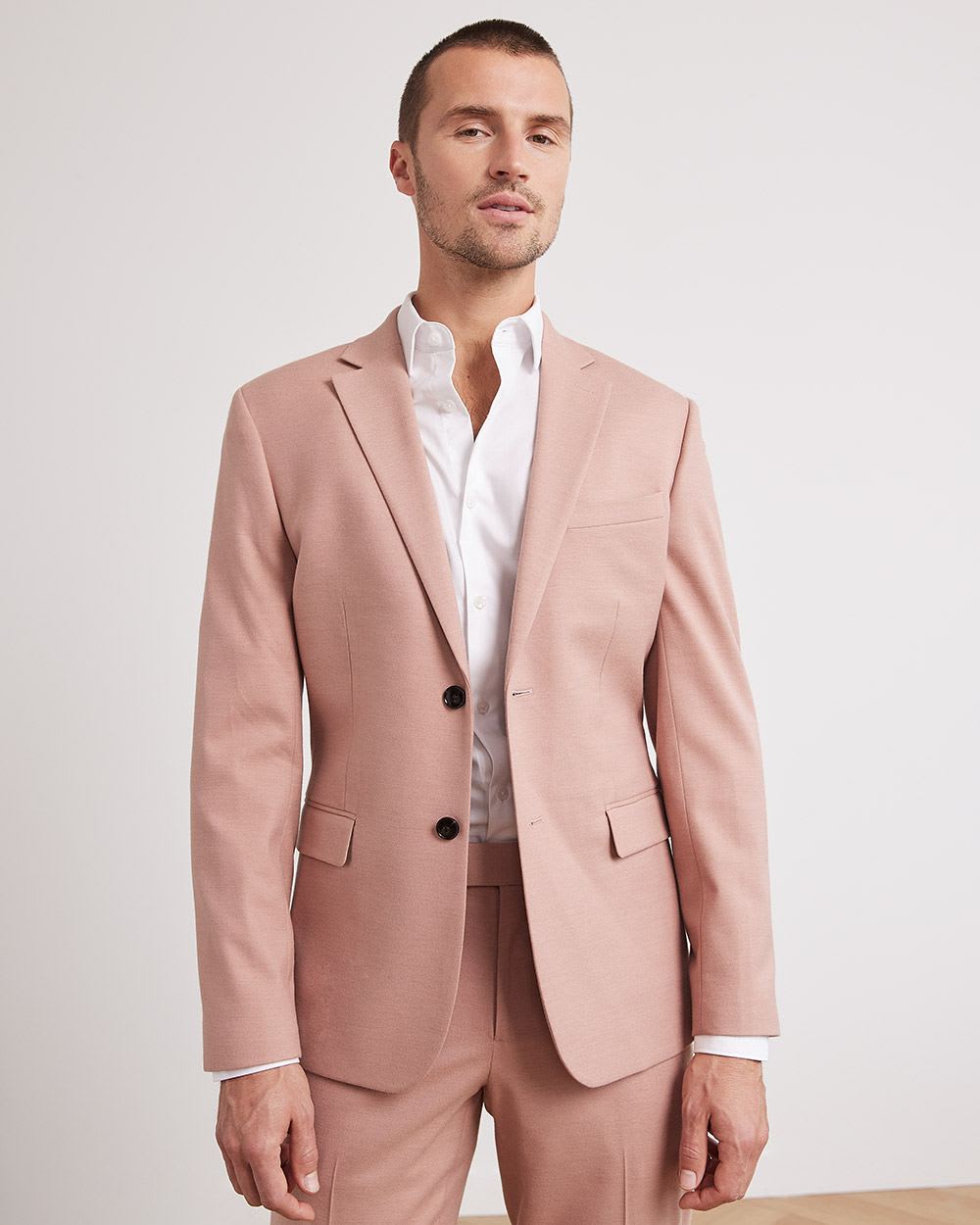 Slim-Fit Pink Suit Blazer