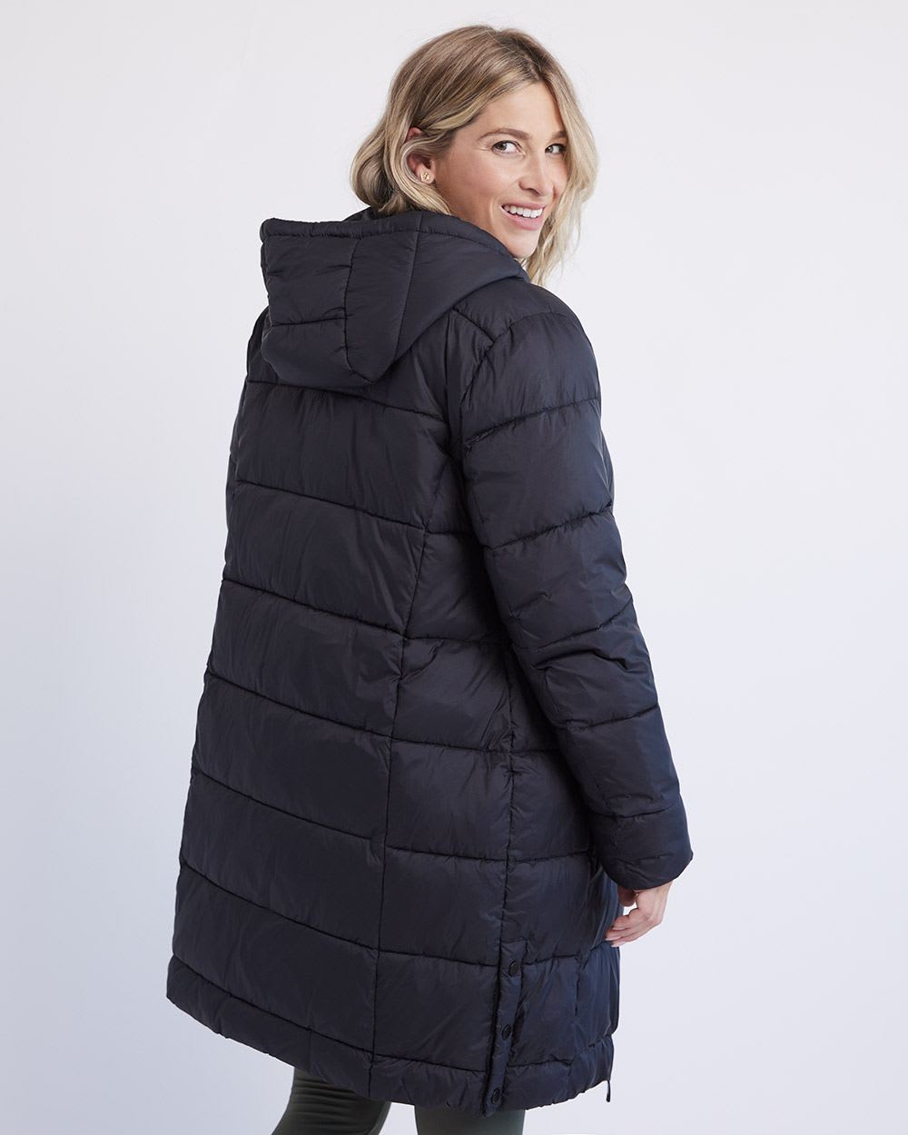 Hooded Puffer Jacket with Extension - Thyme Maternity