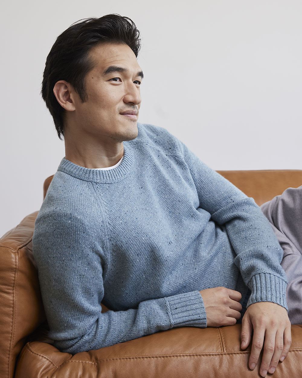 Long-Sleeve Crew-Neck Sweater with Neps