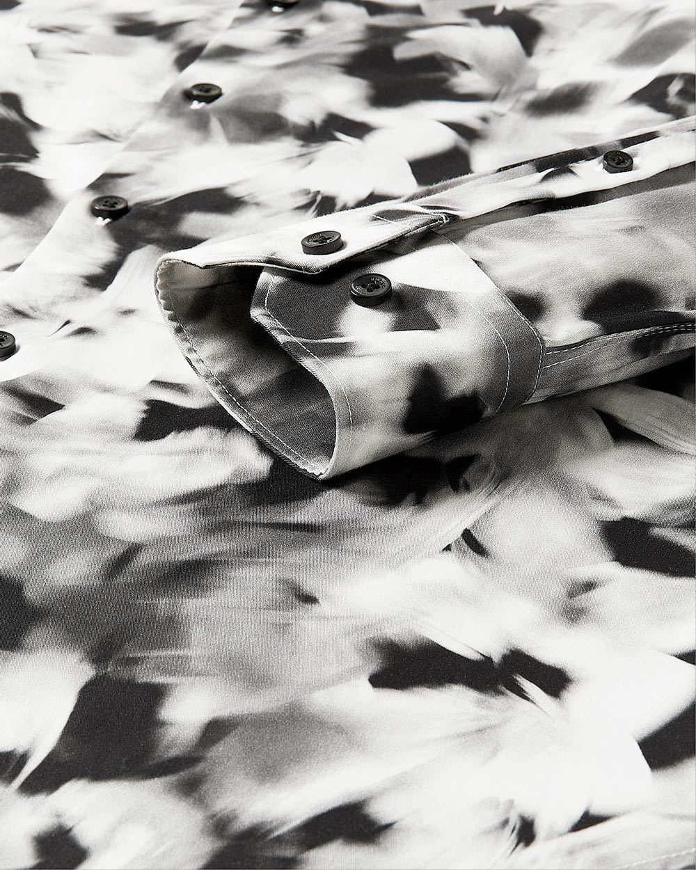 Slim-Fit Printed Sateen Dress Shirt