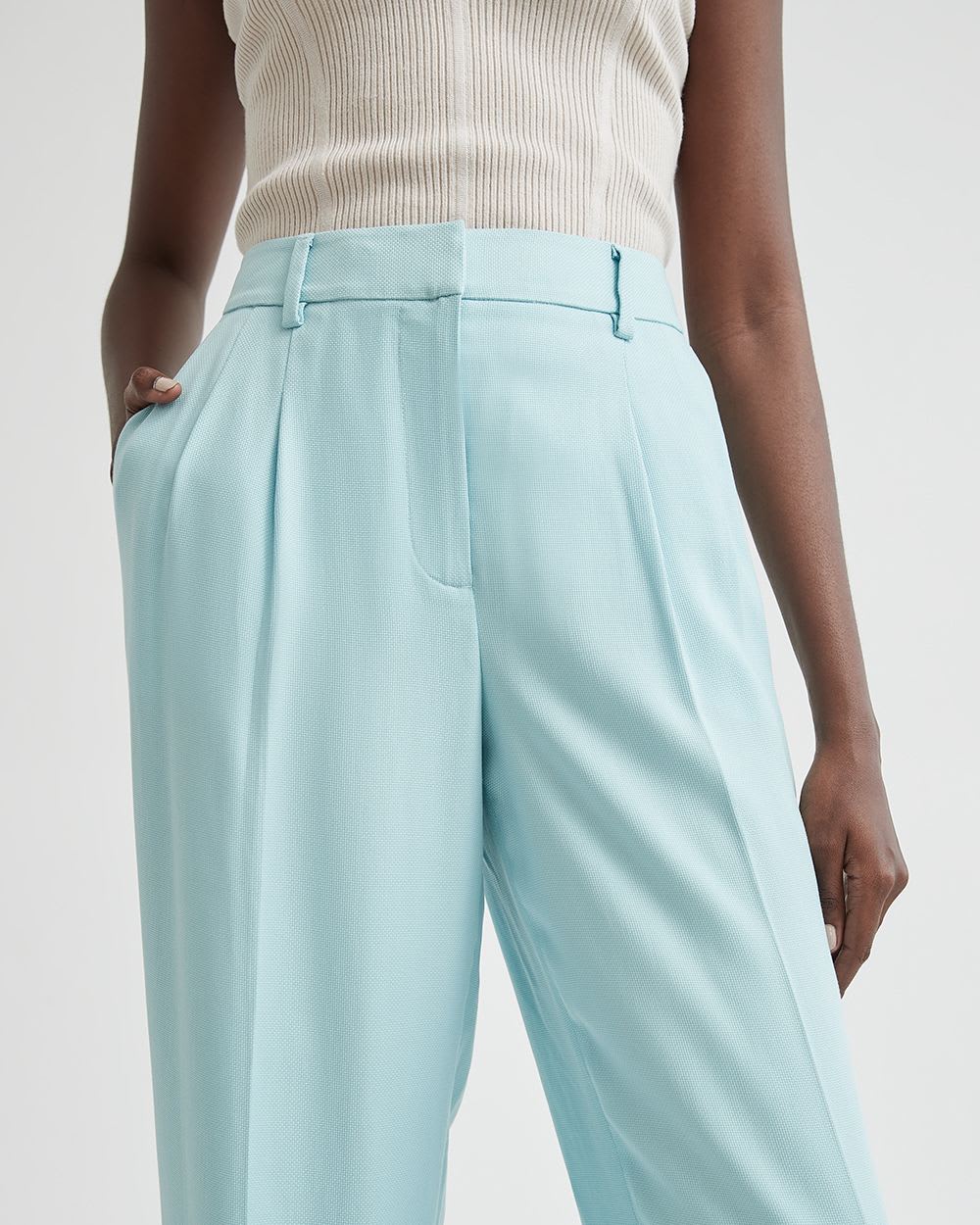 Light Blue High-Rise Wide-Leg Tencel Pant