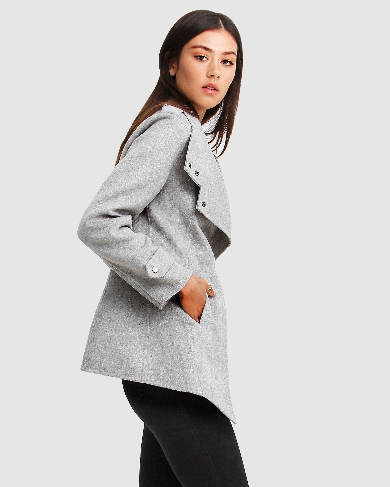 Belle & Bloom NEW FIT Bad Girl Wool Blend Moto Coat