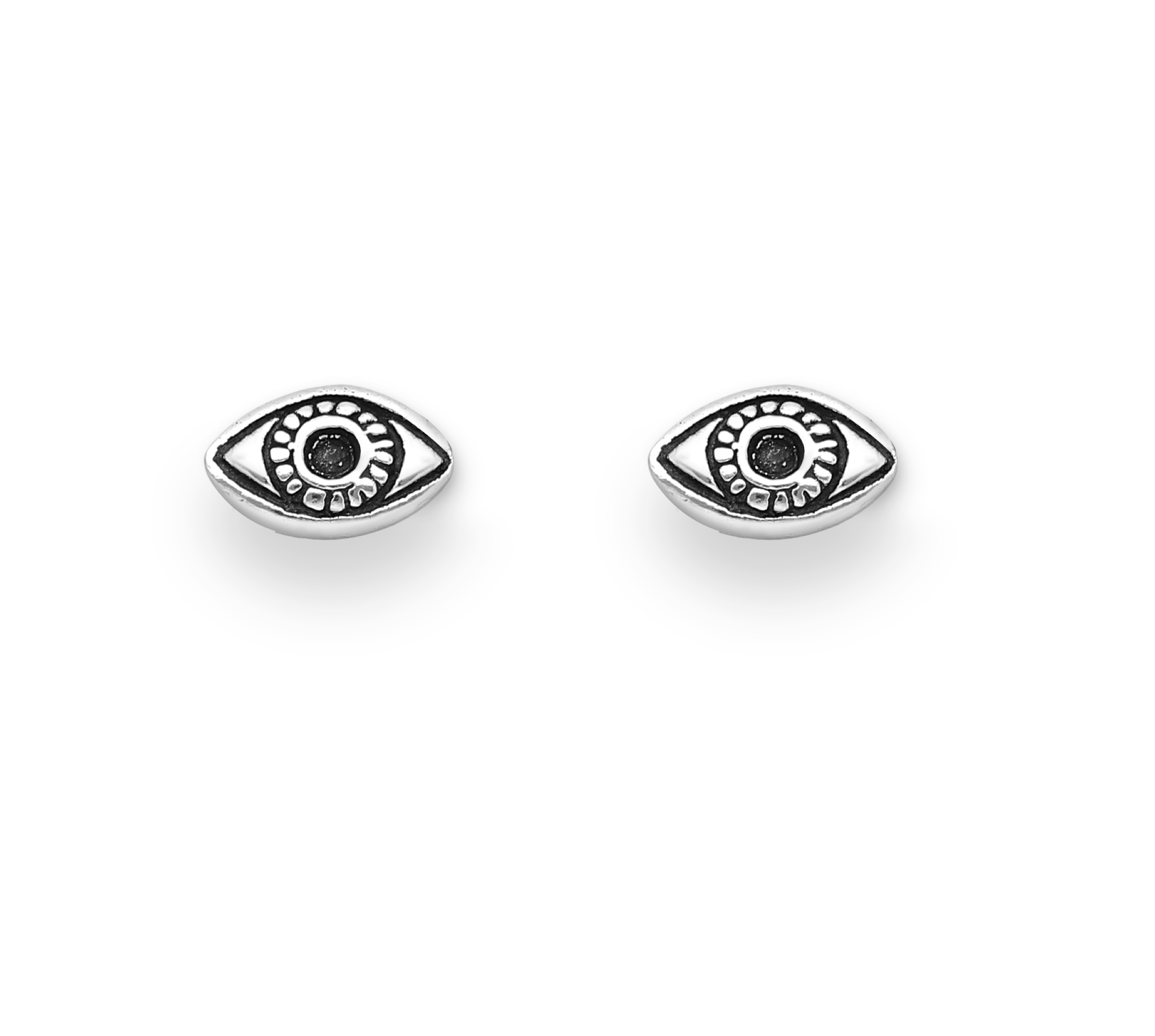 Ag Sterling - Sterling Silver Black Eye Stud Earrings