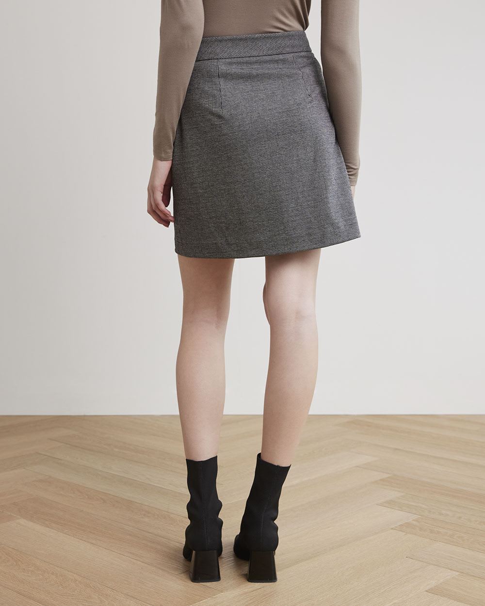 High-Waisted A-Line Mini Tweed Skirt