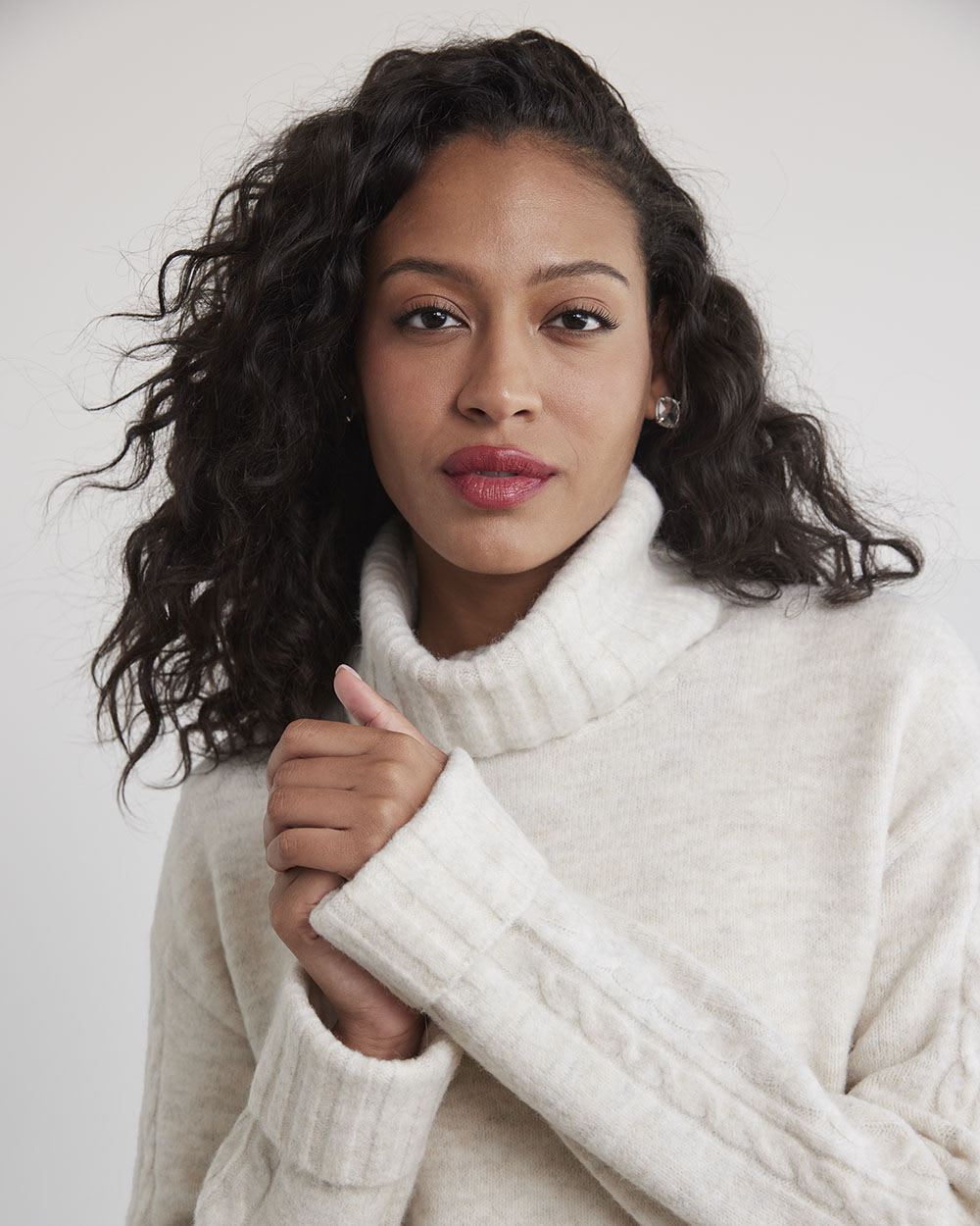 Cropped Boxy Turtleneck Sweater