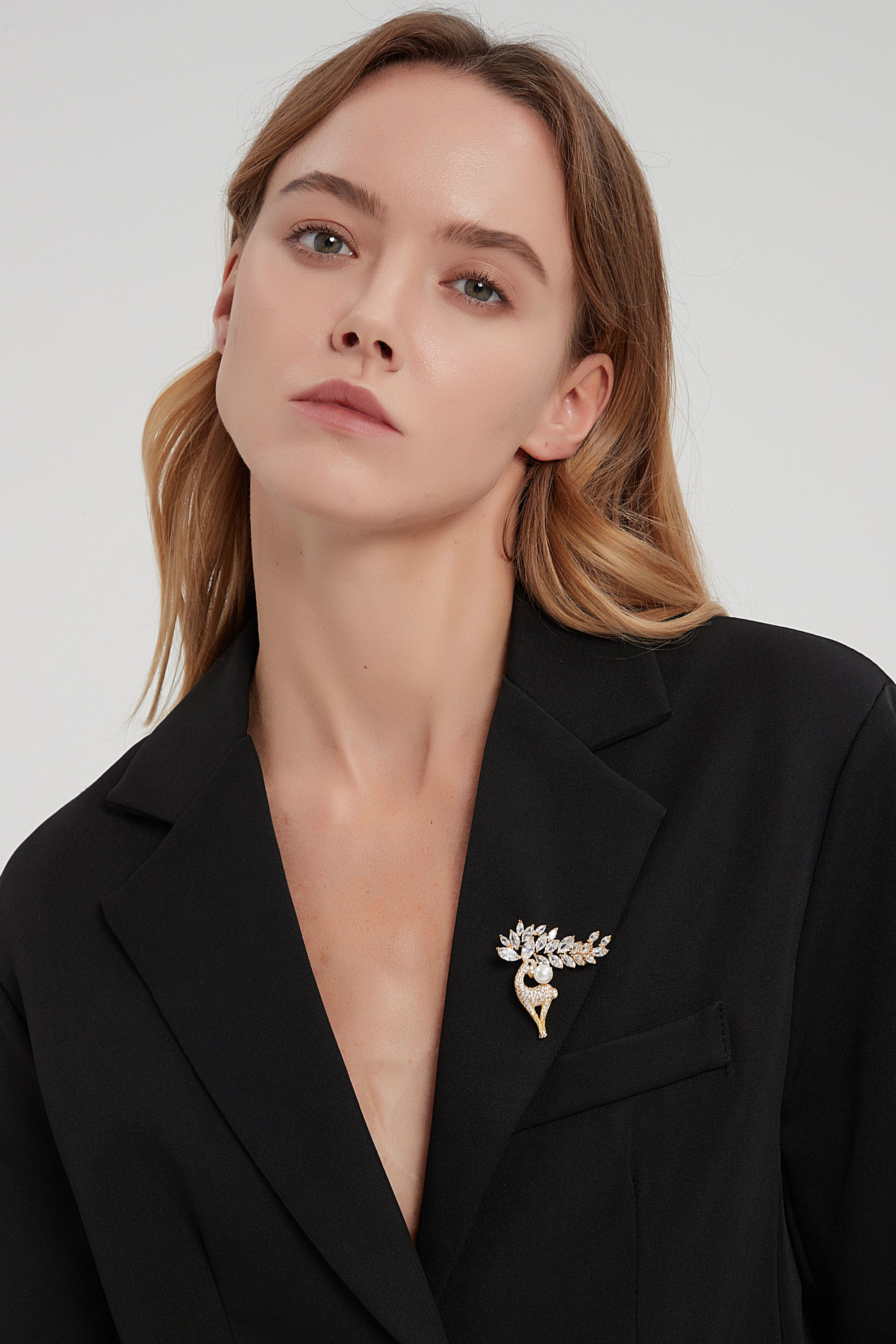 Classicharms-Pavé Reindeer Brooch & Necklace Set