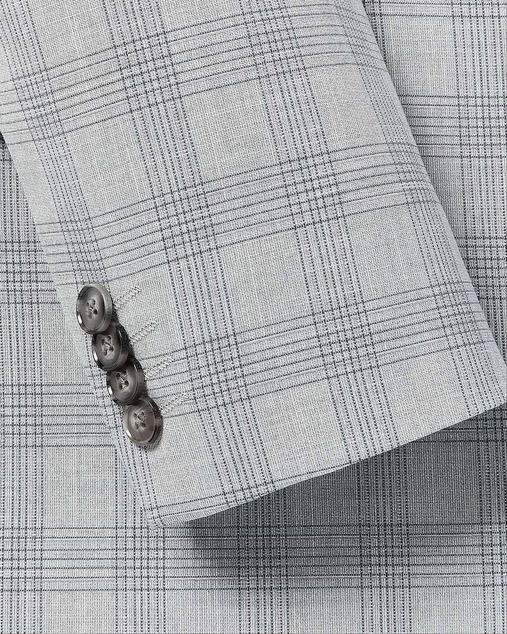 Slim Fit Checkered Grey Suit Blazer