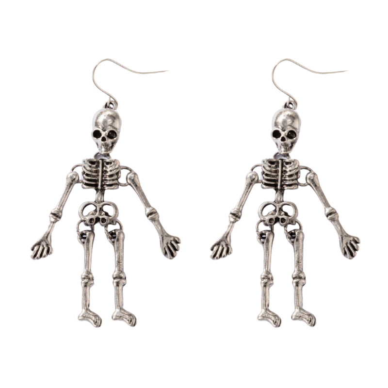 Silvertone Skeleton Drop Earrings - Don't AsK