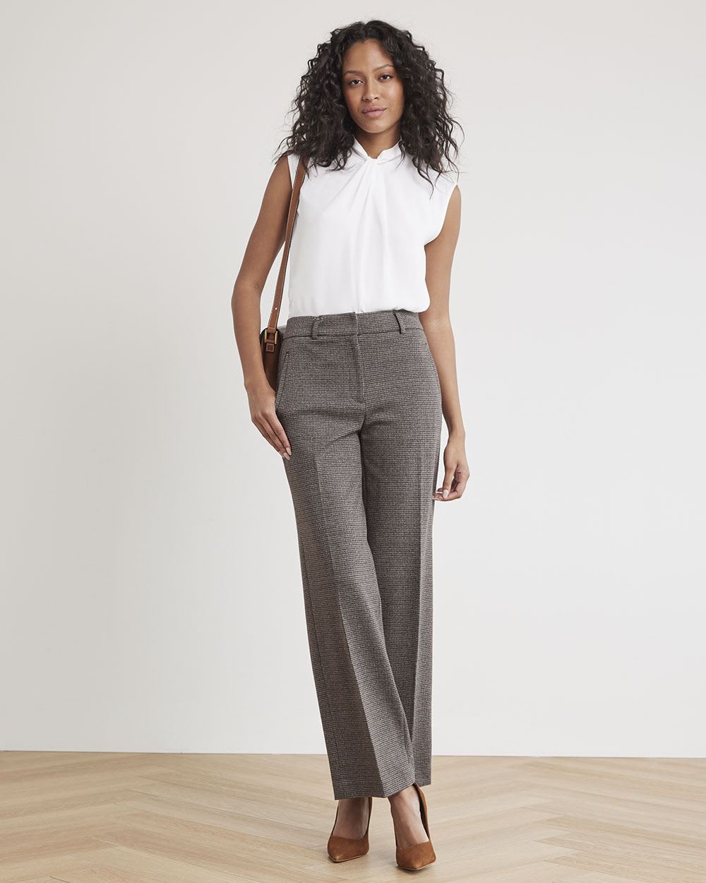 Mix-Media Twisted Mock-Neck Tee with Extended Sleeves