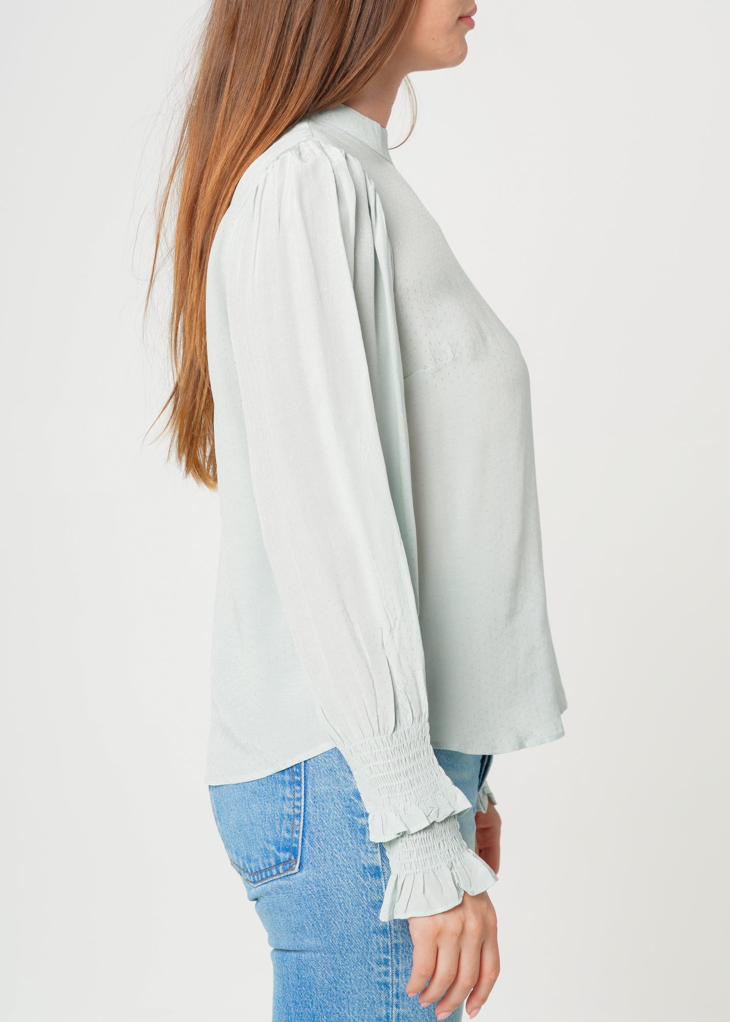 Nurode Dotted Tie Neck Blouse