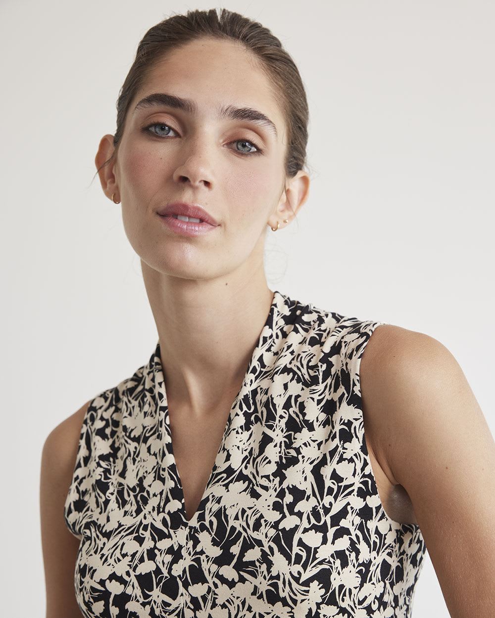 Fitted Sleeveless V-Neck T-Shirt