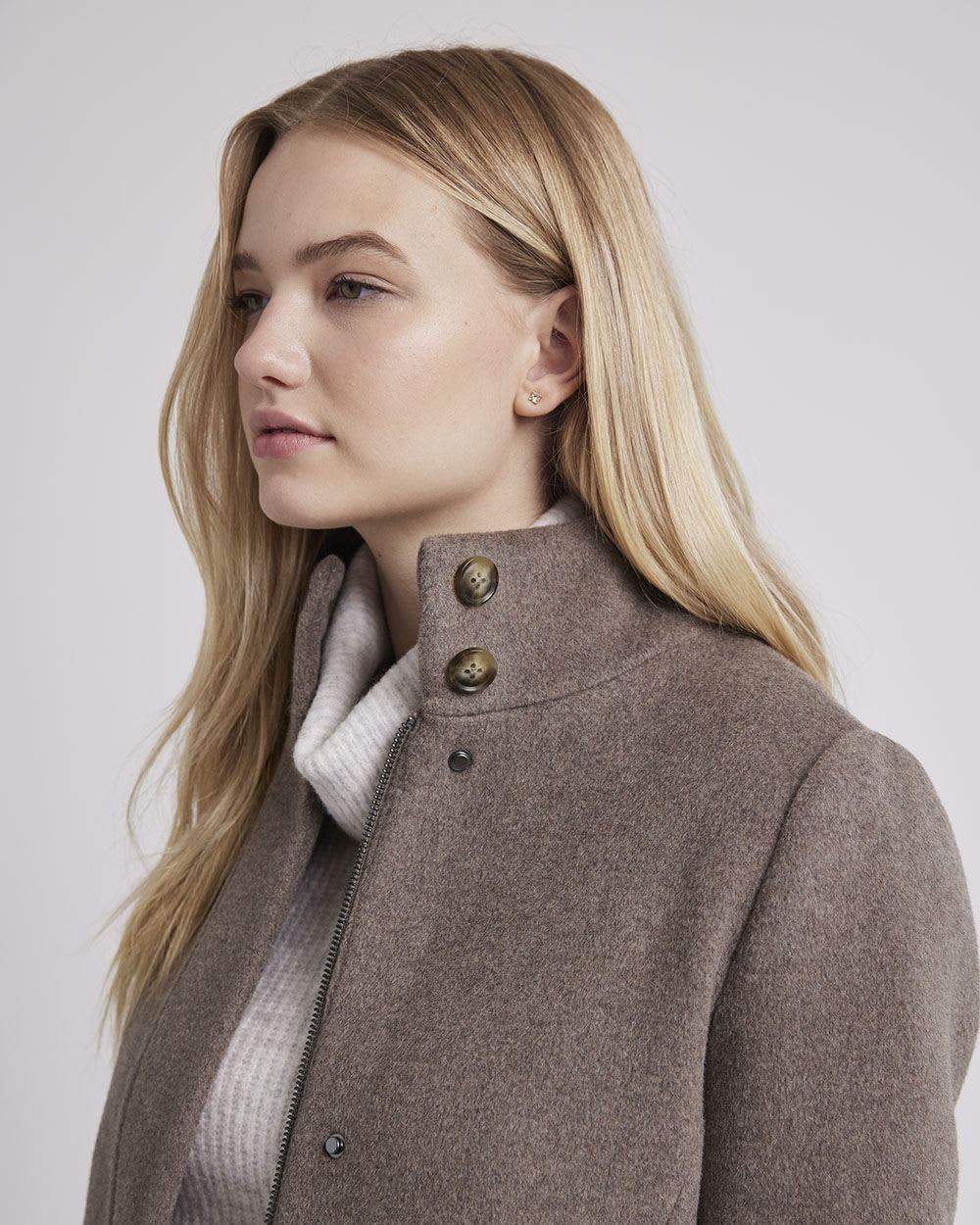 Classic Wool Coat with High Neckline