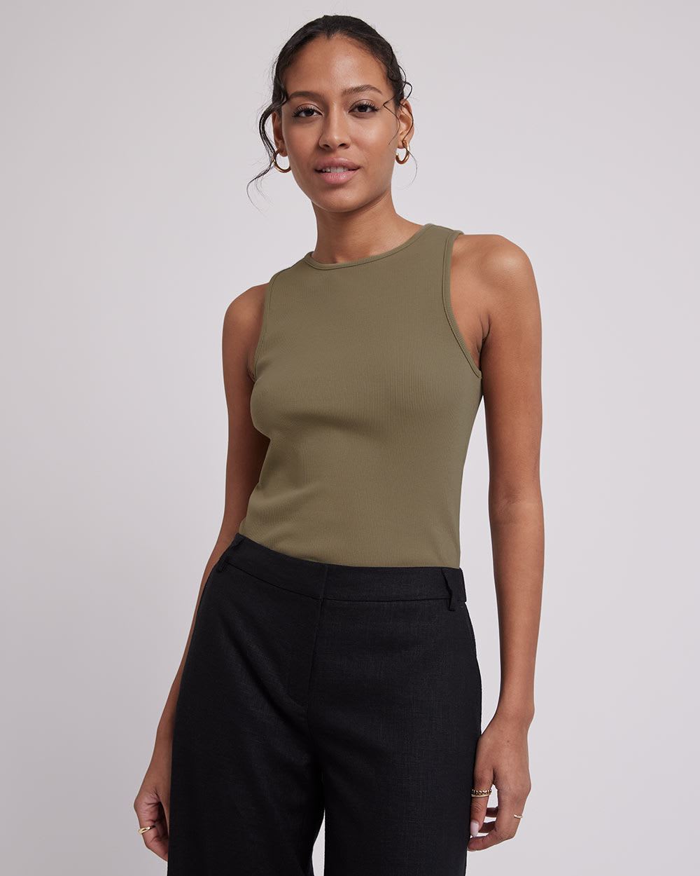 Crew-Neck Ribbed Cami