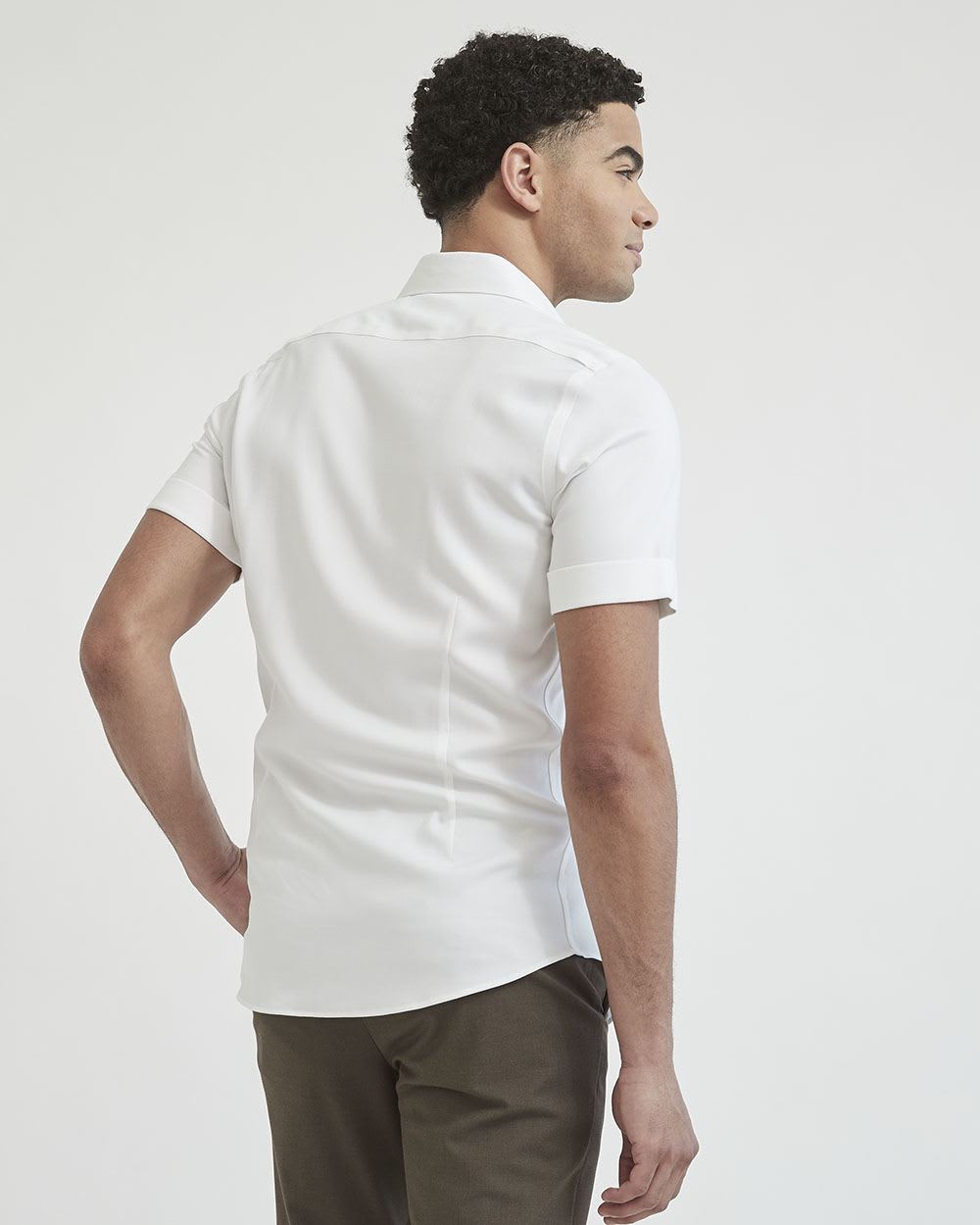 Slim Fit Roll-Up Short Sleeve Dress Shirt