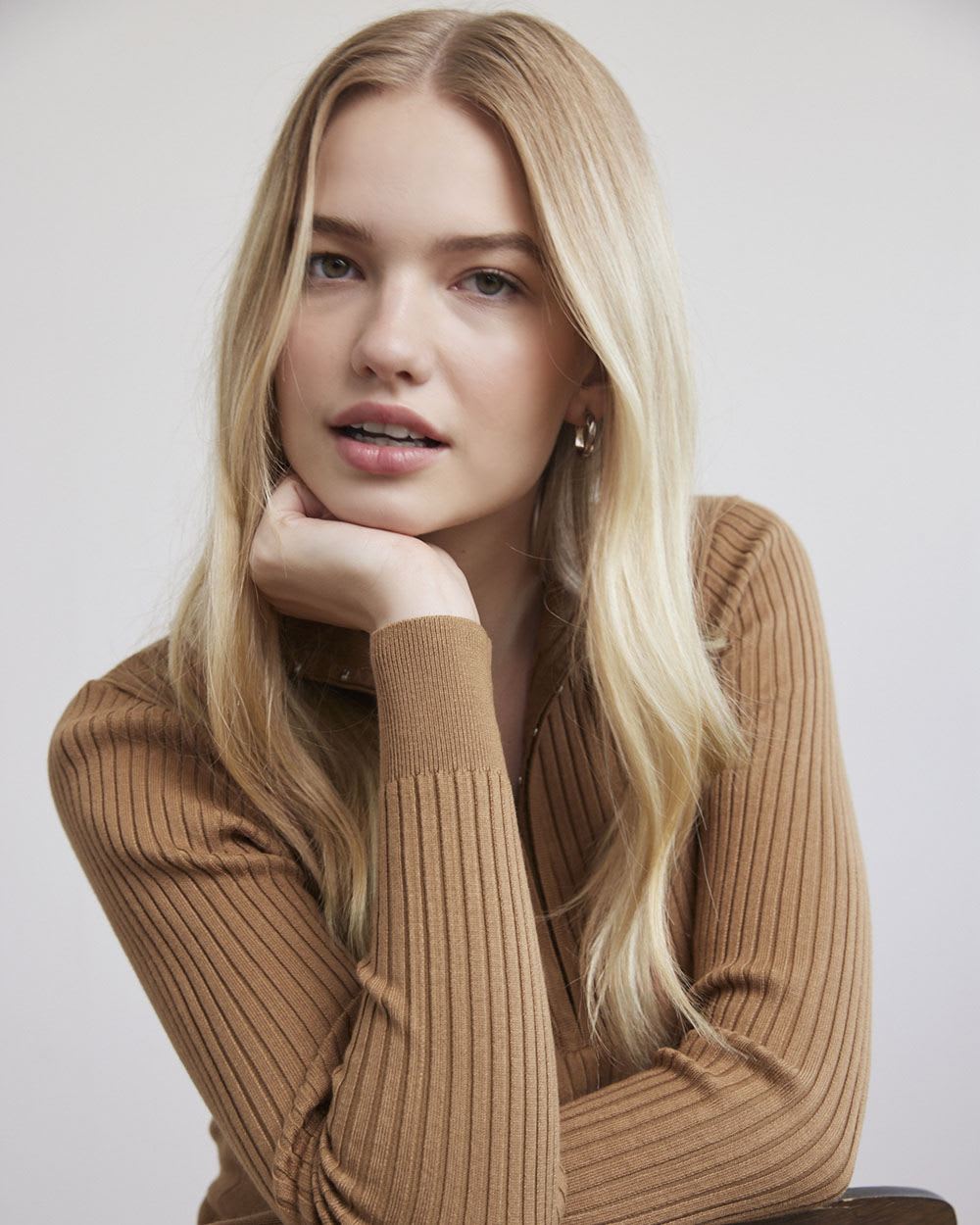 Long-Sleeve Textured Bodycon Sweater with Mock Neckline