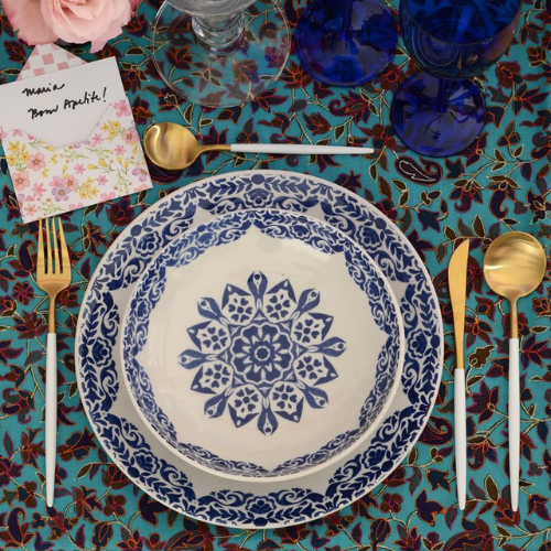 Oxford Coup Blue Indian 20 Pieces Dinnerware Set Service for 4