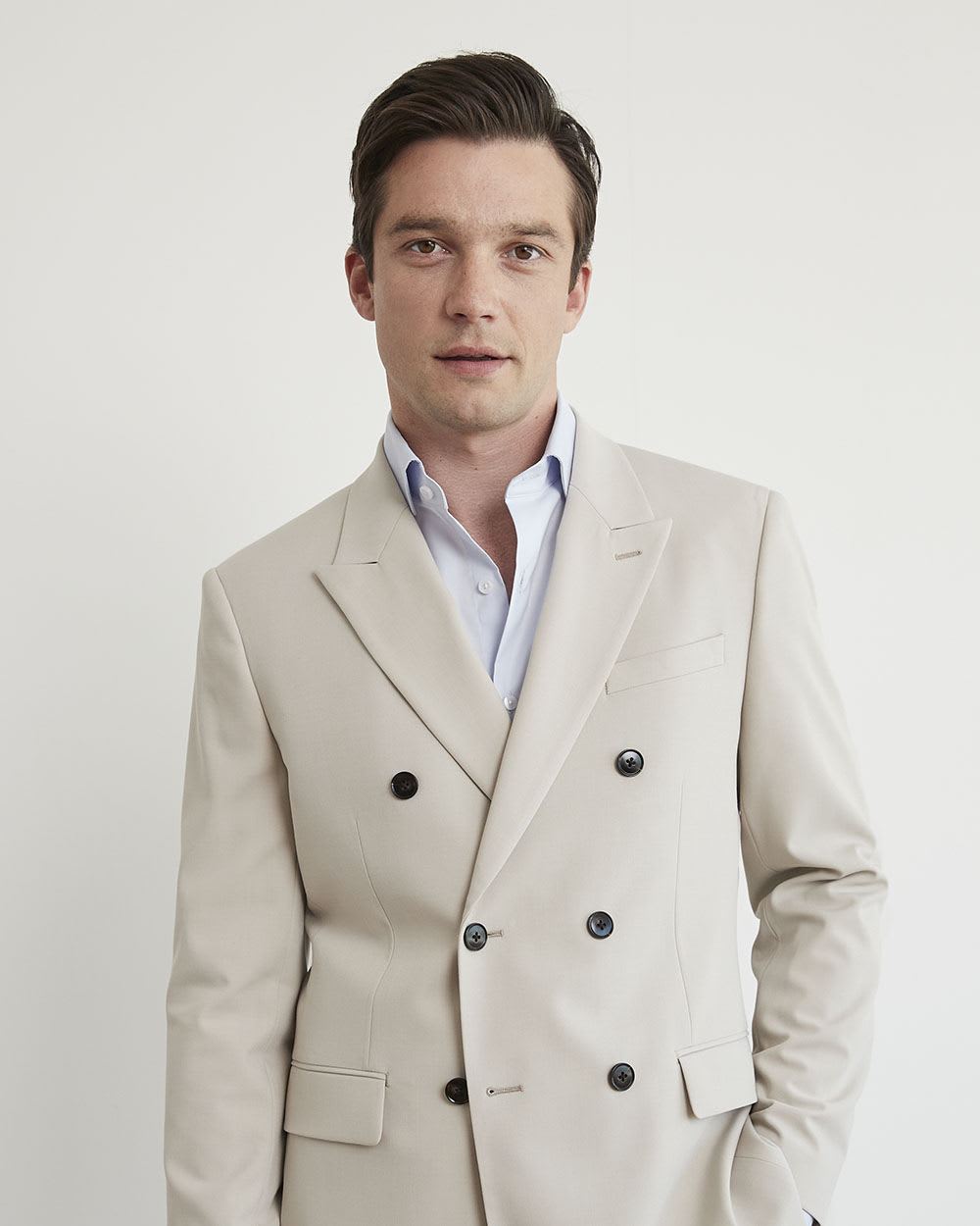Tailored-Fit Double-Breasted Suit Blazer