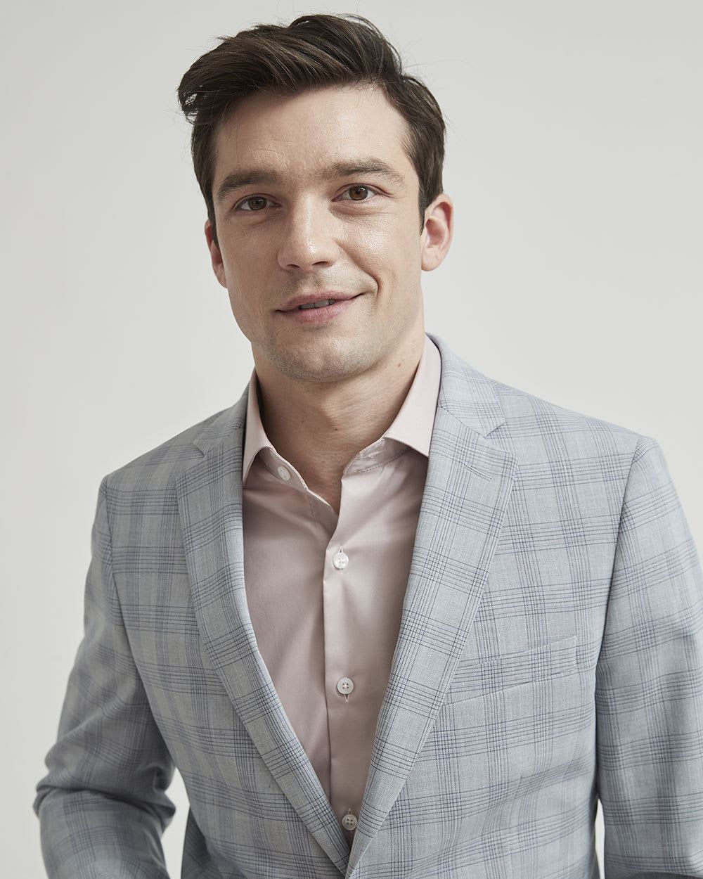 Slim Fit Checkered Grey Suit Blazer