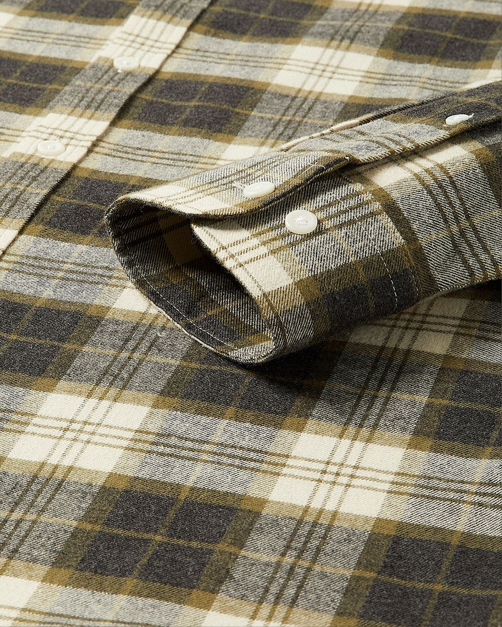 Slim-Fit Green and Grey Tartan Flannel Shirt