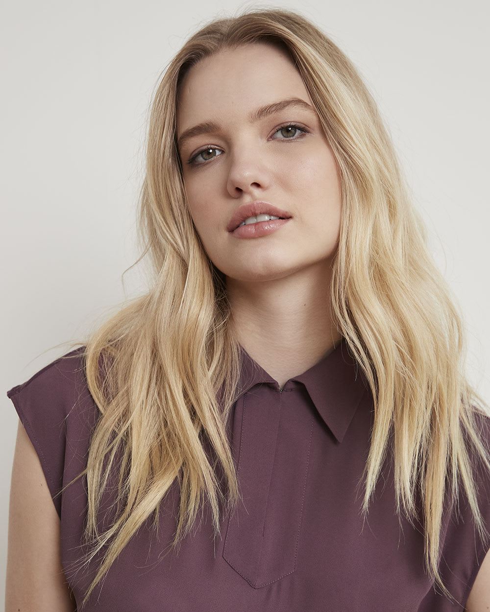 Mix-Media Tee with Shirt Collar