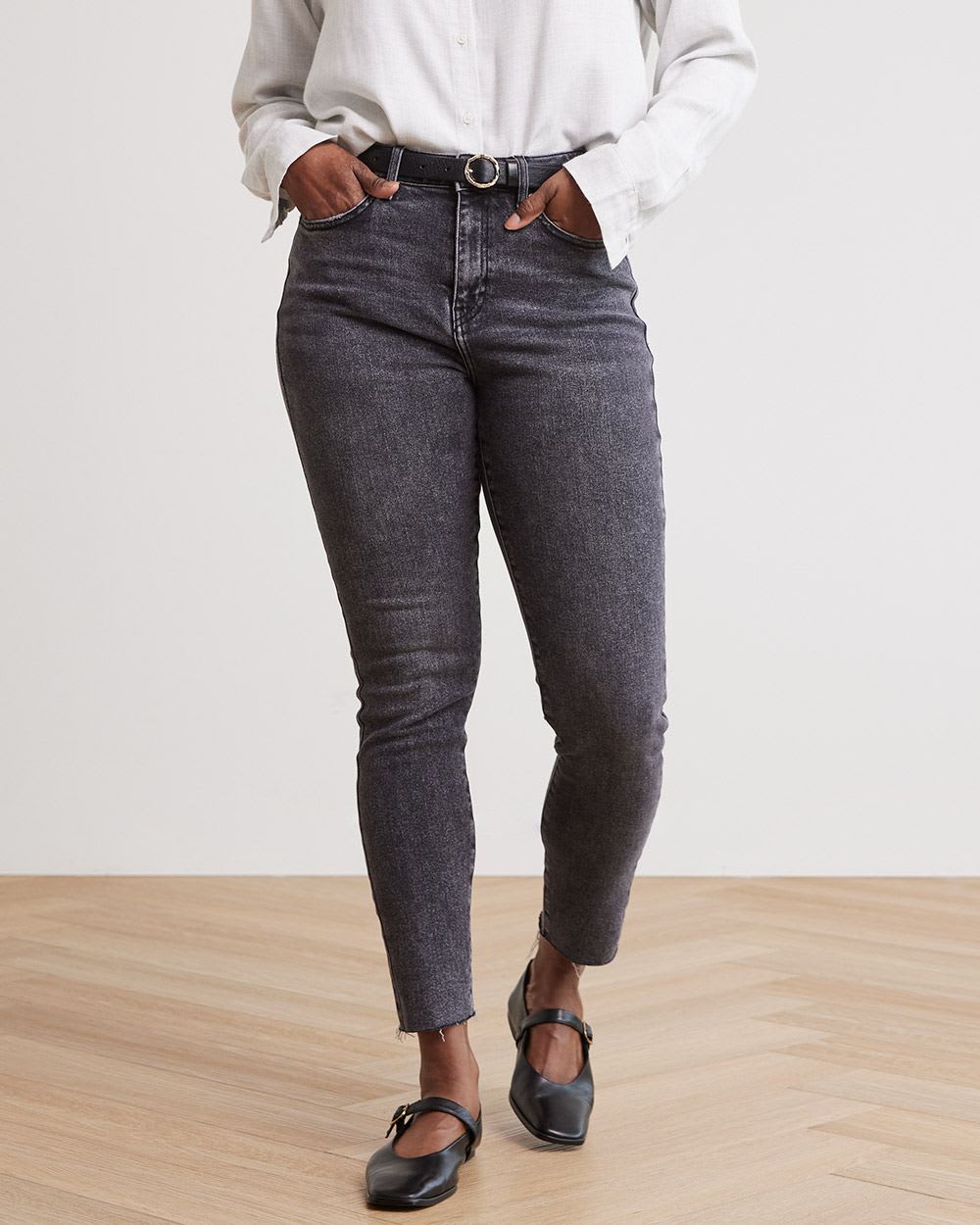 Grey High-Waisted Skinny Jeans